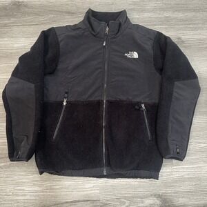 The North Face Jacket Boys 14/16 L Black Fleece Denali Outdoor Hiking Gorp